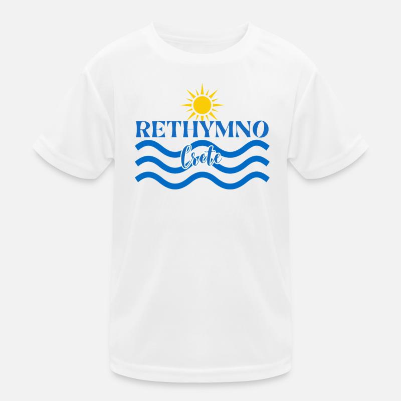 Rethymno Sunset Wave Design - Kids Functional T-Shirt - white
