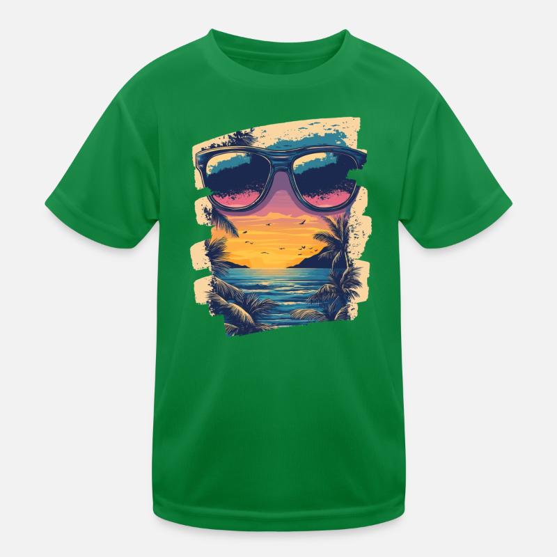 Sunglasses Summer Palm Trees Kids Functional T-Shirt