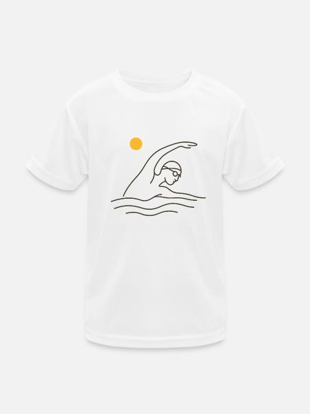 Schwimmen - Kinder Funktions-T-Shirt - Weiß