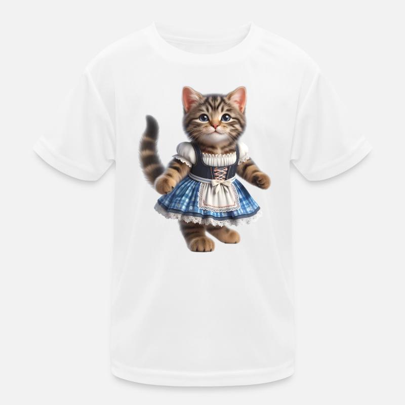 Süße kleine Katze im Dirndl Kinder Funktions-T-Shirt