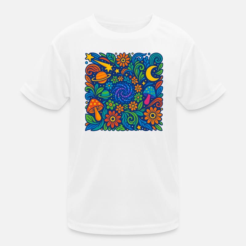 Kosmische Blütenreise Kinder Funktions-T-Shirt