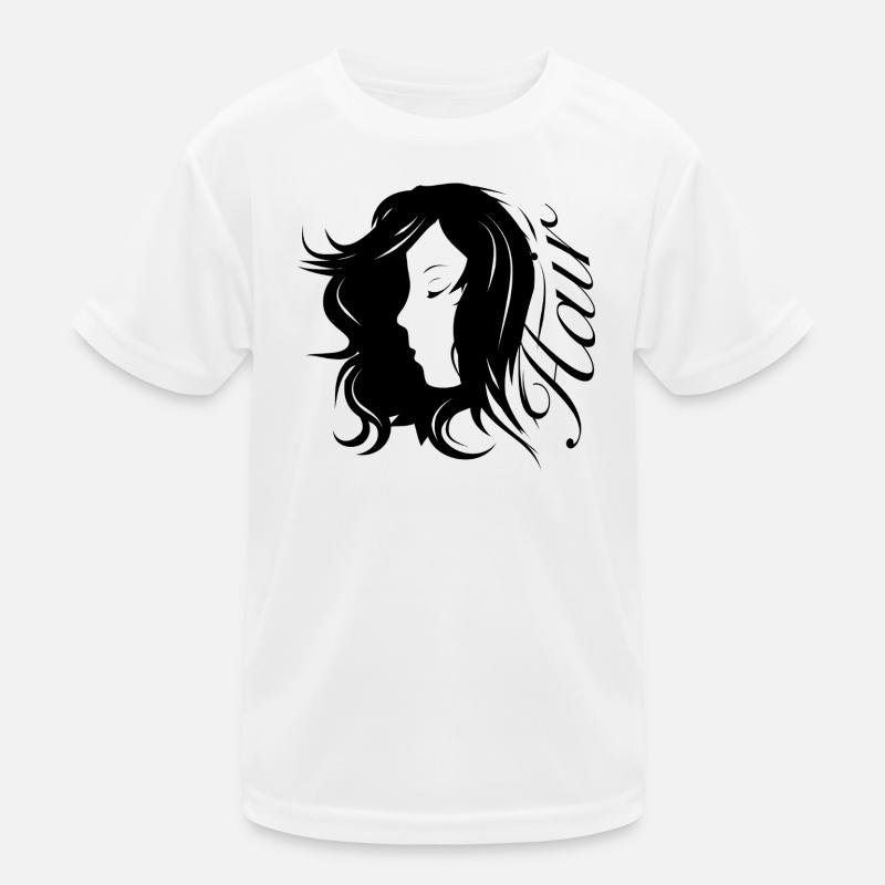 Mädchen Silhouette mit Typografie-Haar Kinder Funktions-T-Shirt
