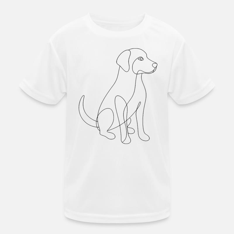 One Line Drawing - Hund Kinder Funktions-T-Shirt