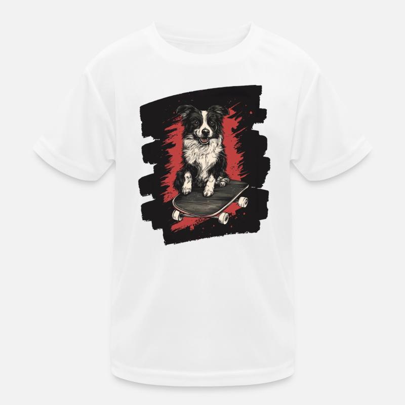 Boarder Collie chien sur planche à roulettes T-shirt sport Enfant