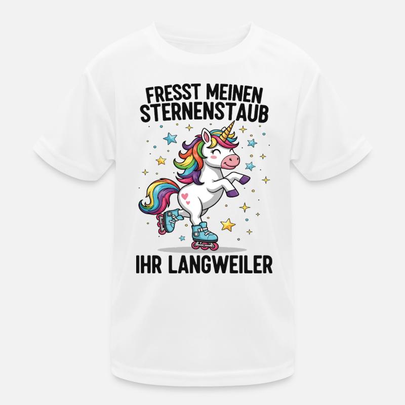 Rollschuh Einhorn Kinder Funktions-T-Shirt