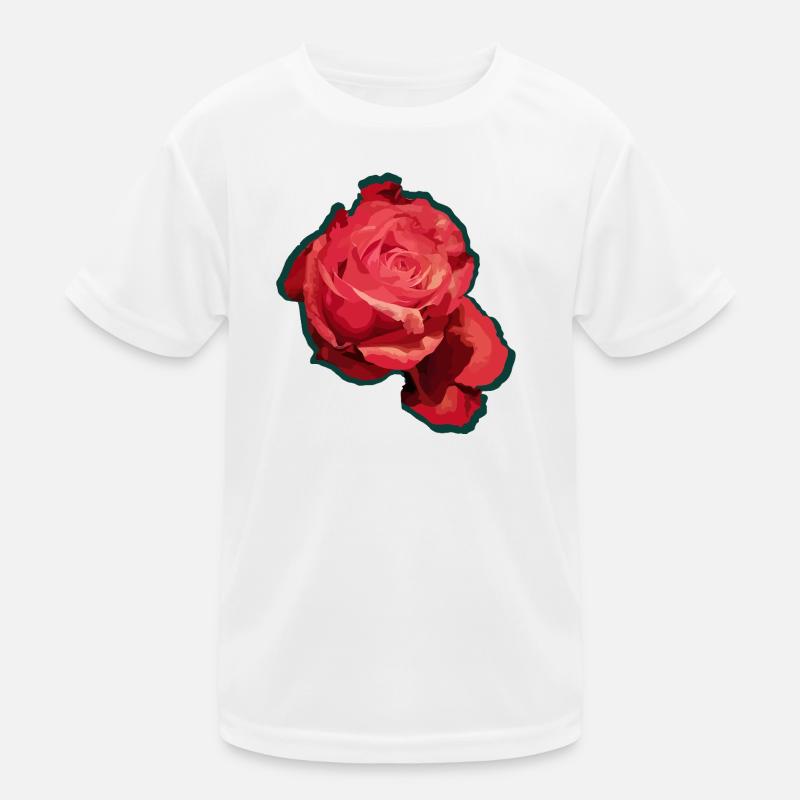 Rote Rose Kinder Funktions-T-Shirt