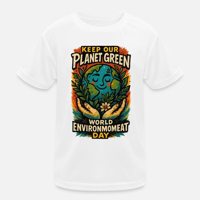 Bold Earth Activist Retro Design World Environment Kids Functional T-Shirt
