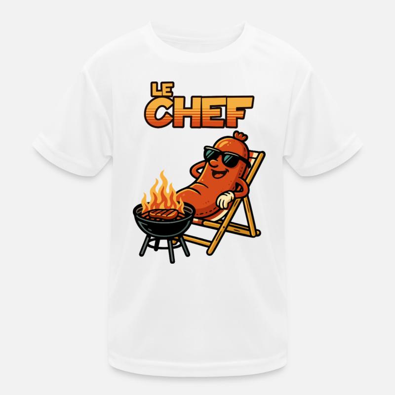 Le Chef: Grillmeister im Retro-Stil Kinder Funktions-T-Shirt