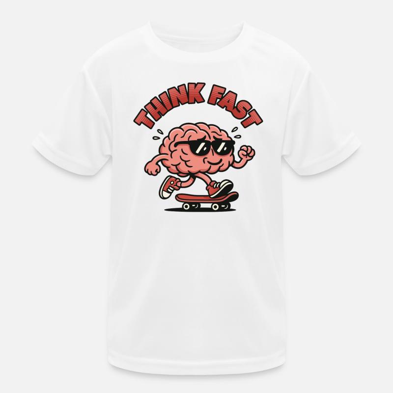 Think Fast Brain Skate - Kids Functional T-Shirt - white