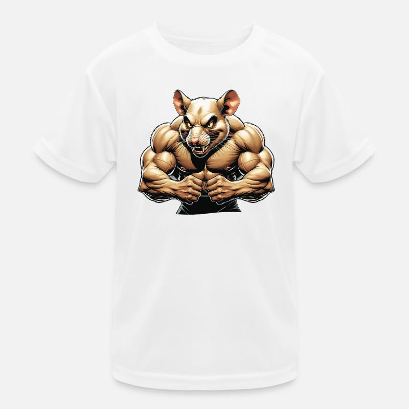 Fierce Anthropomorphic Rodent Illustration Kids Functional T-Shirt