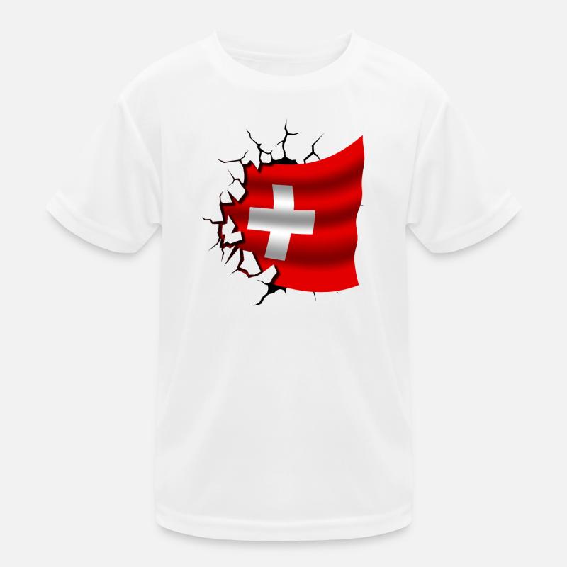 Drapeau de la Suisse - Suisse - Drapeau Broken Design T-shirt sport Enfant