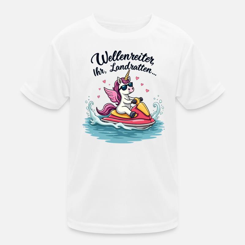 Cooles Jetski Einhorn Kinder Funktions-T-Shirt