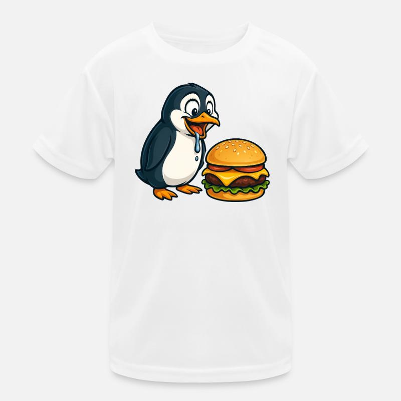 drôle pingouin cheeseburger dessin animé de restauration rapide T-shirt sport Enfant