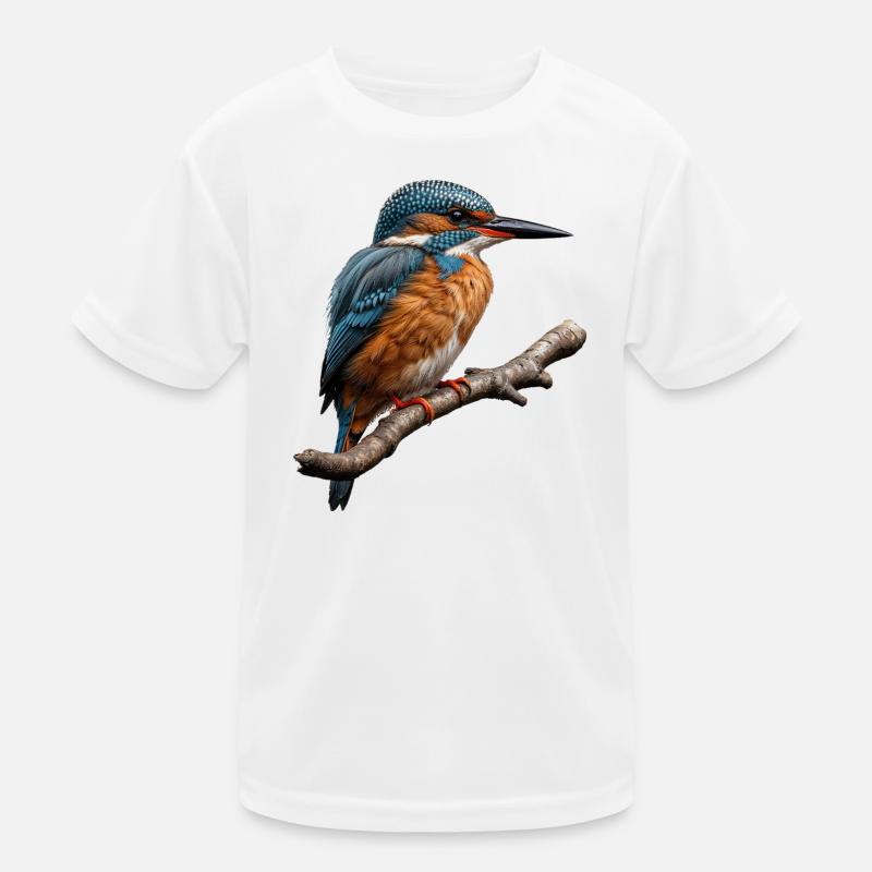 Vivid Kingfisher Nature Illustration Kids Functional T-Shirt