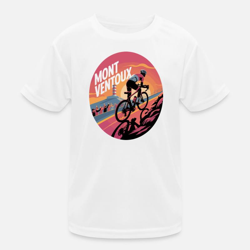 Cycling at Mont Ventoux at sunset Kids Functional T-Shirt