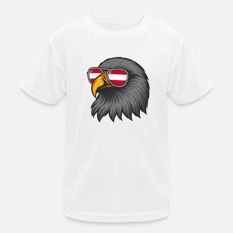 Austrian eagle with flag in glasses Kids Functional T-Shirt