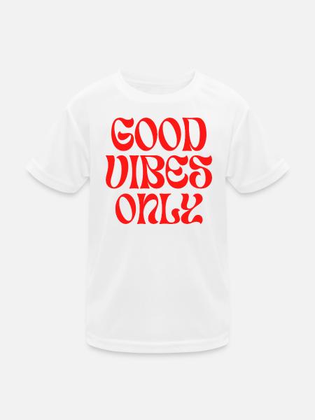 Inspiring inscription "Good emotions only" - Kids Functional T-Shirt - white - Front