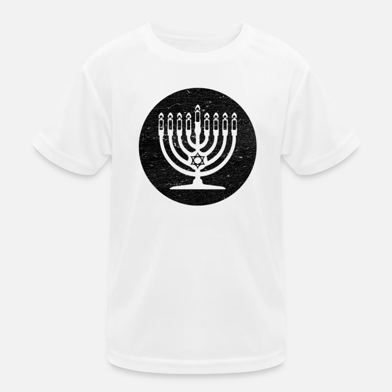 Menorah de Hanoukka chandelier dans cercle noir T-shirt sport Enfant