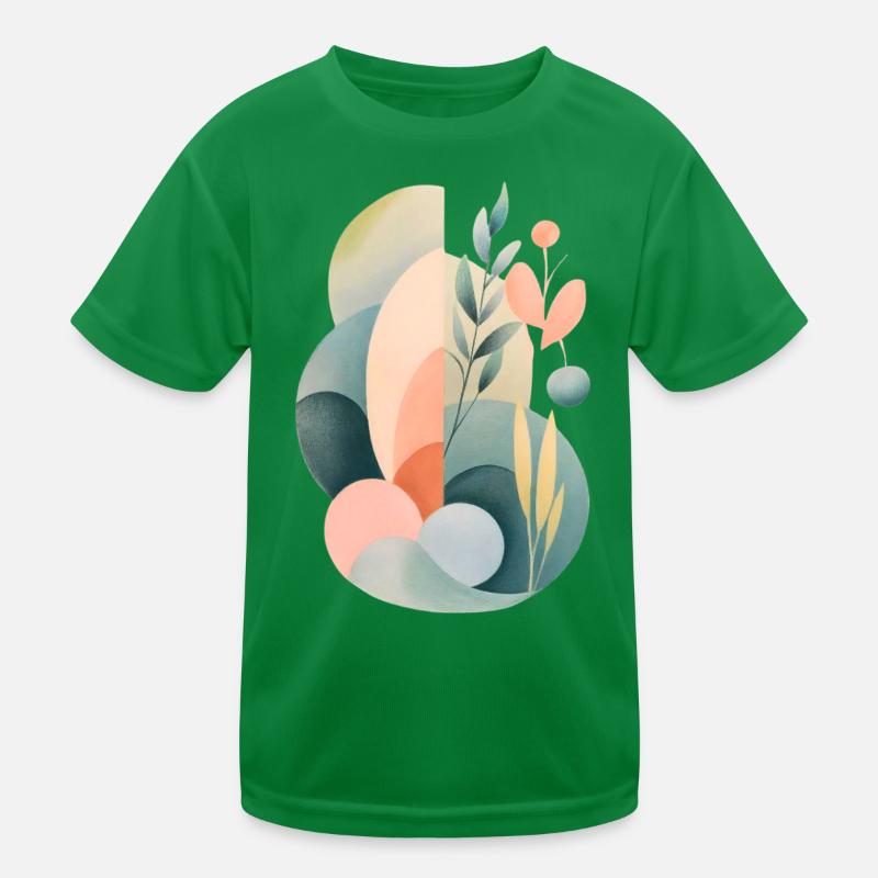 Pastel Abstract Flora Composition Kids Functional T-Shirt