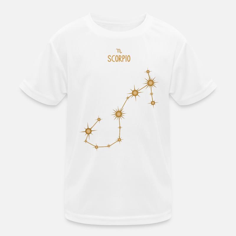 Signe du zodiaque Scorpion Constellation d’étoiles Ton doré T-shirt sport Enfant
