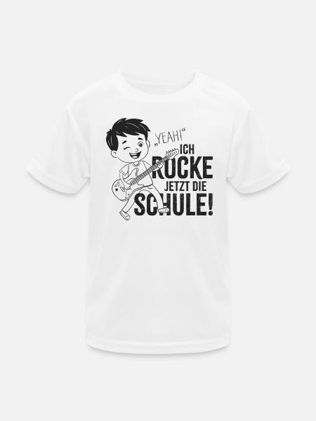 Schulkind - Yeah! Ich rocke jetzt die Schule - Kinder Funktions-T-Shirt - Weiß - Vorne