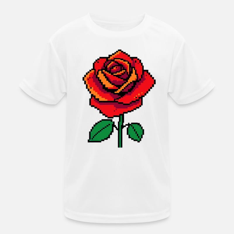 Rose Pixel Kinder Funktions-T-Shirt