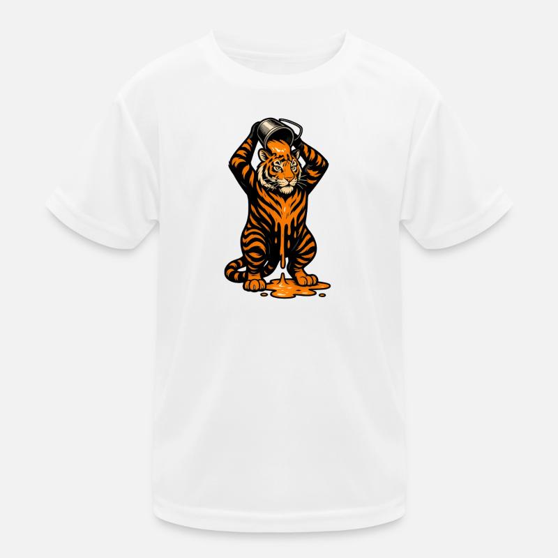 Tiger mit Farbeimer Cartoon Design Kinder Funktions-T-Shirt
