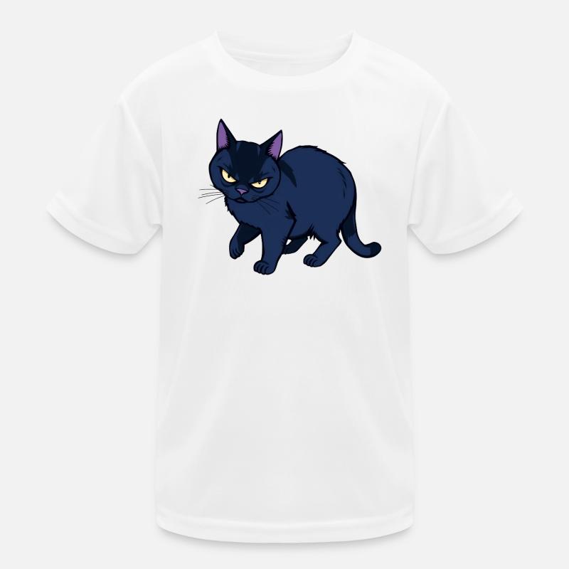 Grim Black Cat Kids Functional T-Shirt