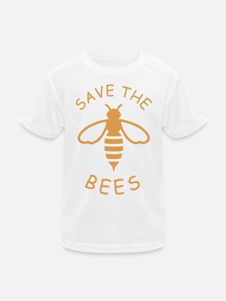 Save the Bees Eco-Design - Kids Functional T-Shirt - white - Front