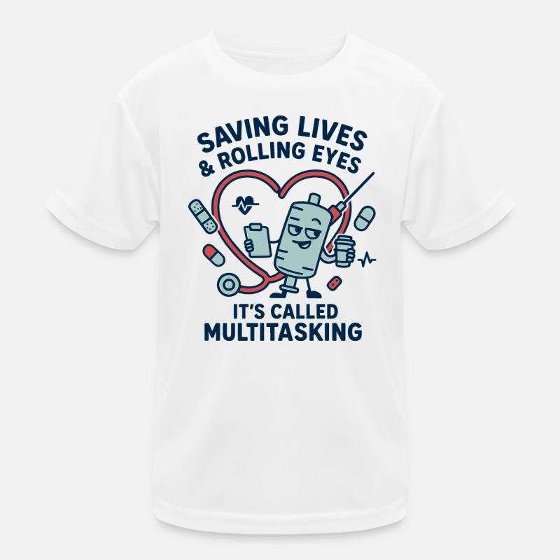Multitasking Rettungsherz Design - Kinder Funktions-T-Shirt - Weiß