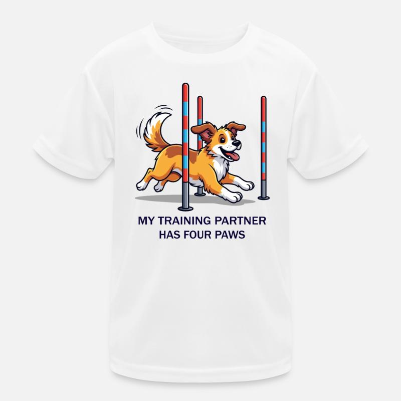 My Training Partner has four Paws - Kinder Funktions-T-Shirt - Weiß