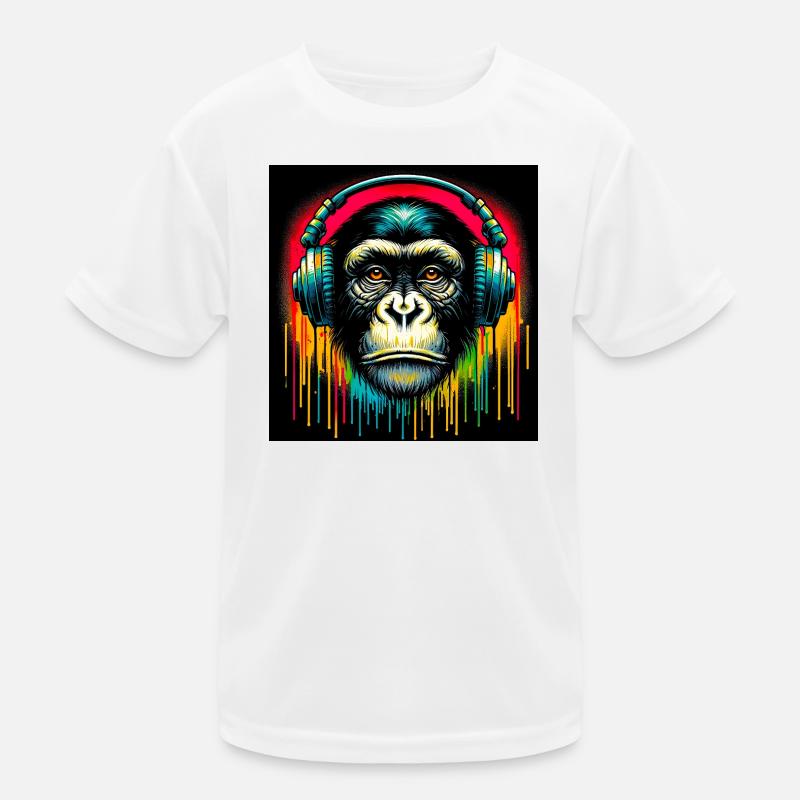 Schimpansen-Affe - Kinder Funktions-T-Shirt - Weiß