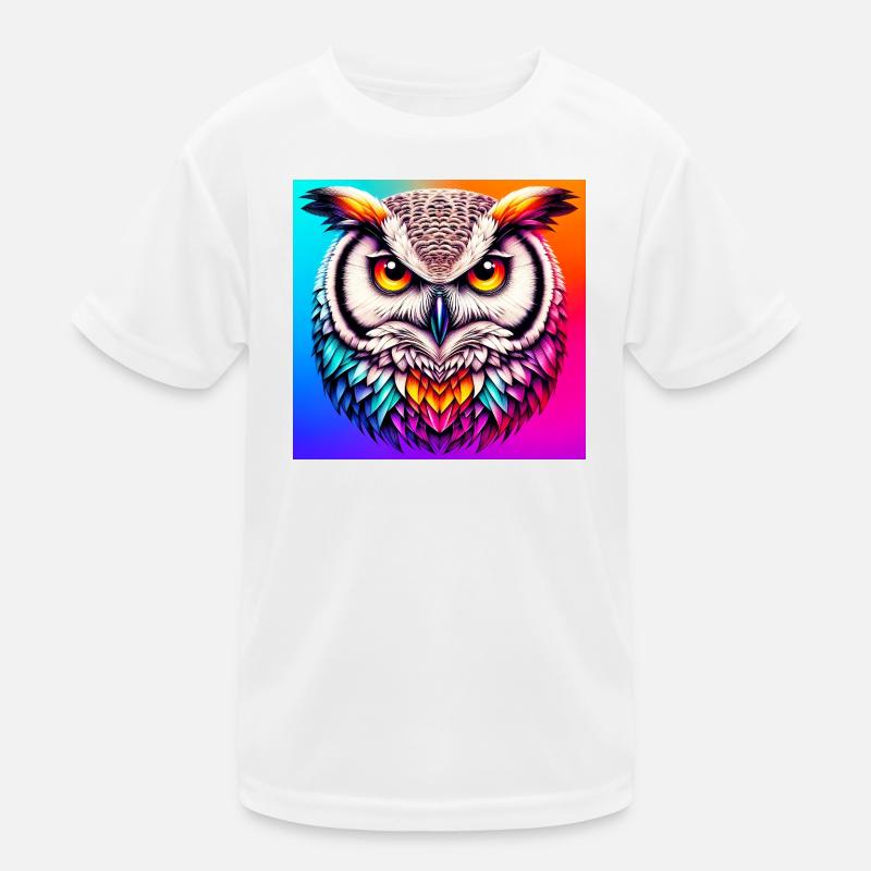 Eule - Kinder Funktions-T-Shirt - Weiß