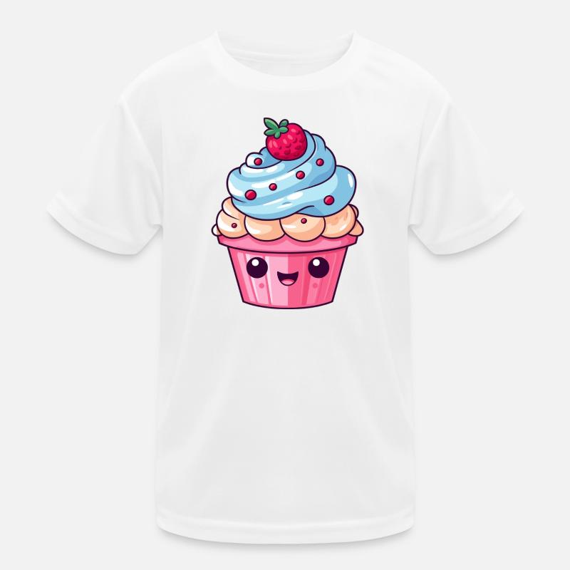 Cute Kawaii Cupcake Illustration Kids Functional T-Shirt
