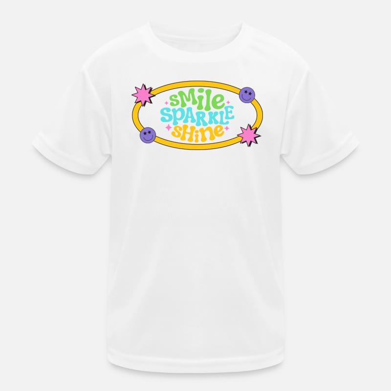 Colourful Retro Smile Text Design - Kids Functional T-Shirt - white