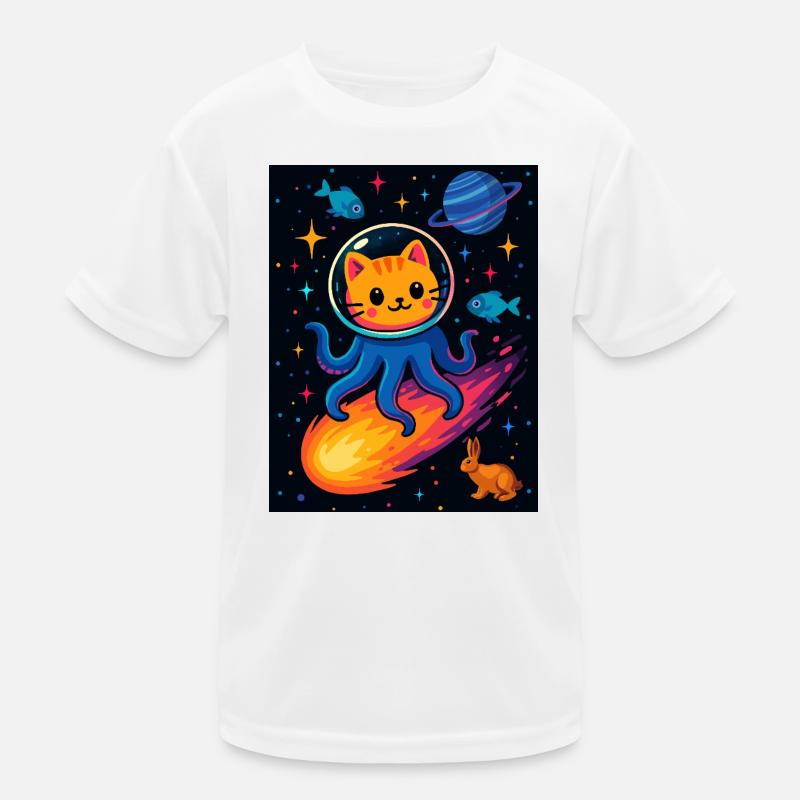 Cosmic Cat Octopus Abenteuer Kinder Funktions-T-Shirt