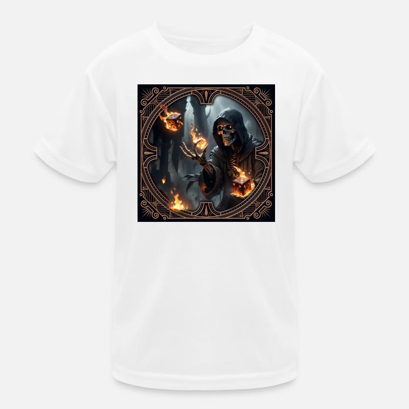 Skeleton Rune Mage in Shadows Kids Functional T-Shirt