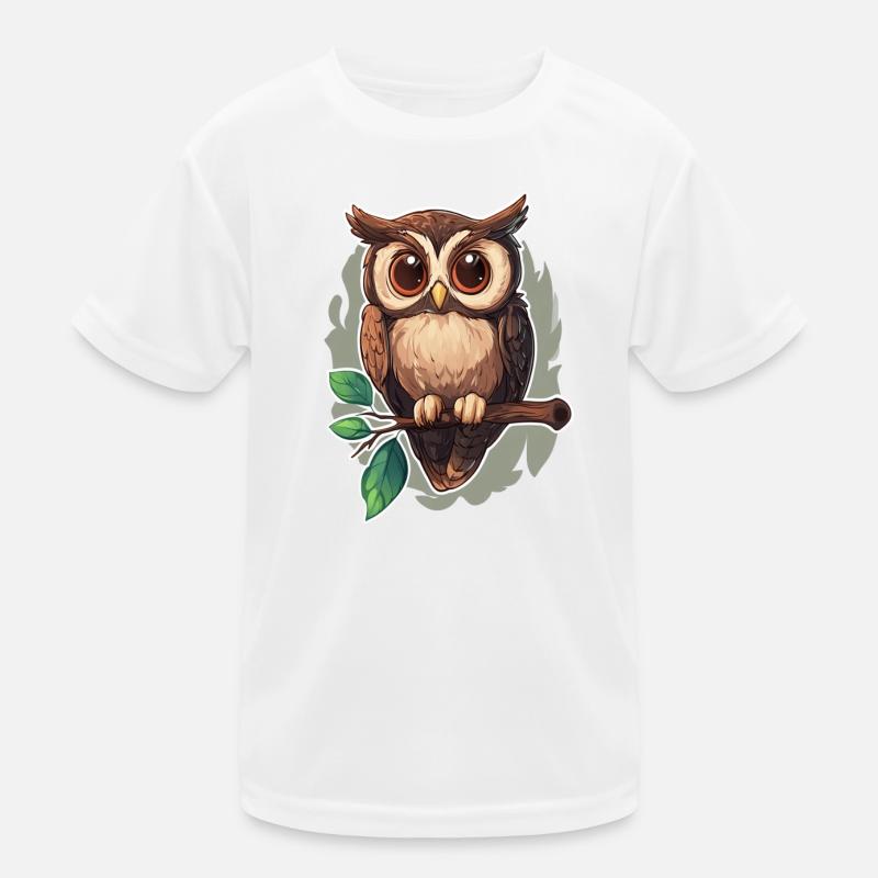 Eule - Kinder Funktions-T-Shirt - Weiß