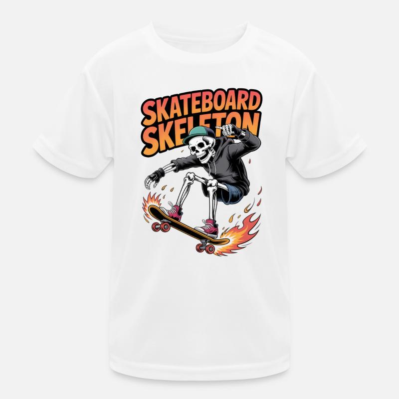 Skateboard Squelette Design Dynamique T-shirt sport Enfant