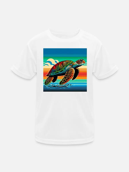 Schildkröte - Kinder Funktions-T-Shirt - Weiß - Vorne
