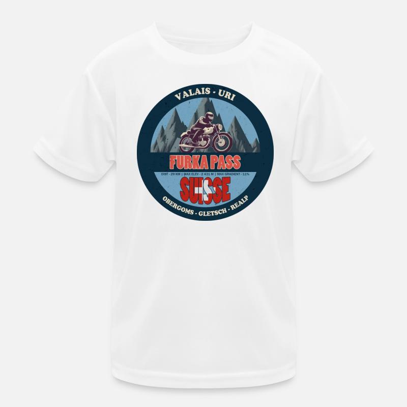 Furkapass Gebirgsmotorrad Design Kinder Funktions-T-Shirt