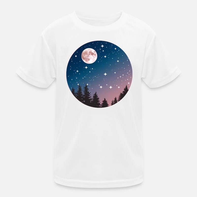 Mondschein Nachthimmel Baum Silhouette Kinder Funktions-T-Shirt