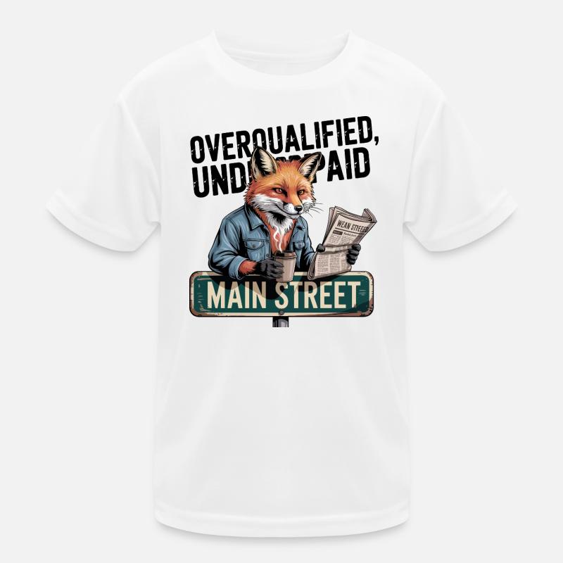Overqualified Underpaid Fox Kids Functional T-Shirt