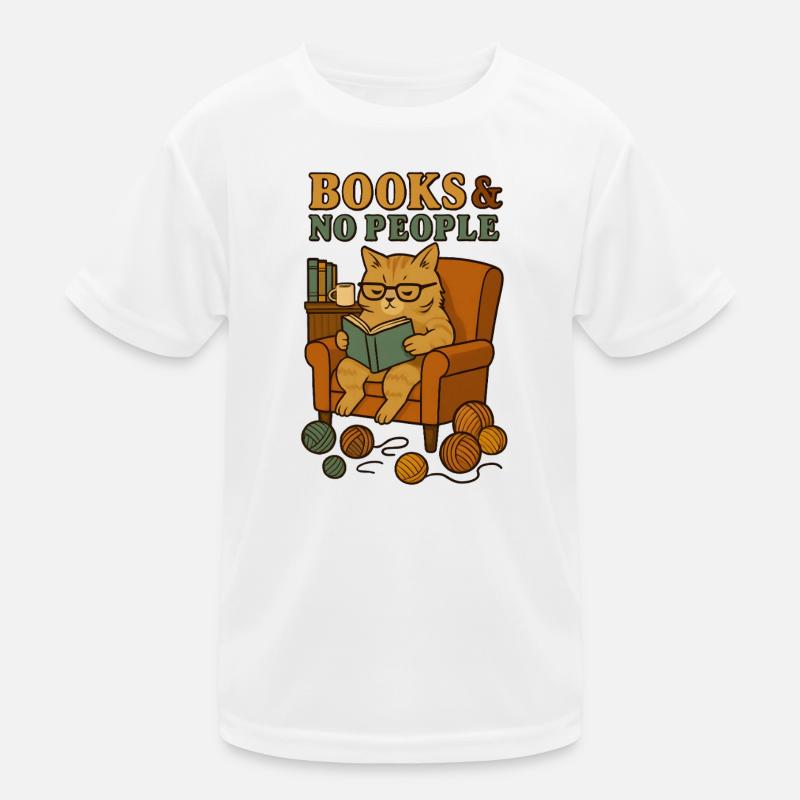 Cat reader in a comfortable armchair Kids Functional T-Shirt