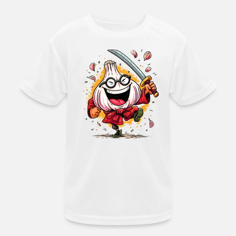 Furchtloser Knoblauch Samurai Heldencharakter Kinder Funktions-T-Shirt