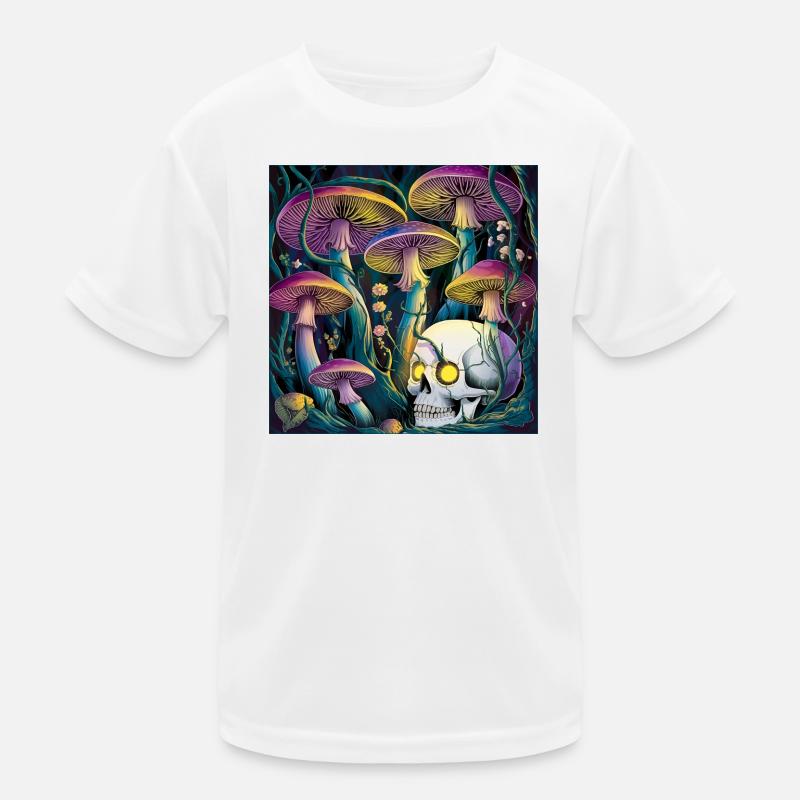 Neon Gothic Pilz Schädel Illustration Kinder Funktions-T-Shirt
