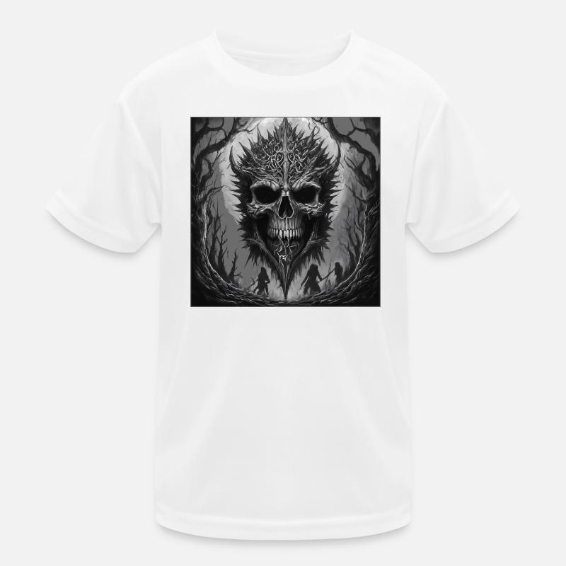 Dunkler Wald Schädel Schattenkunst Kinder Funktions-T-Shirt