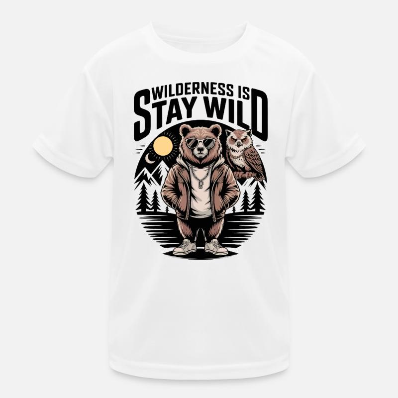 Wilderness Is Stay Wild Bear Owl Kids Functional T-Shirt
