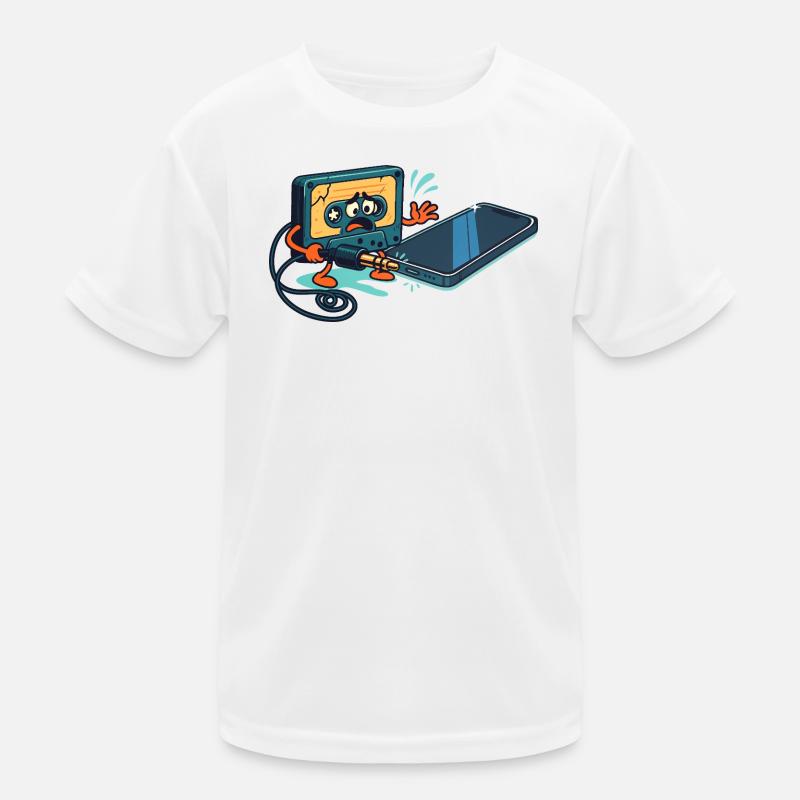 Kassette vs. USB-Anschluss, sarkastischer Retro-Witz Kinder Funktions-T-Shirt