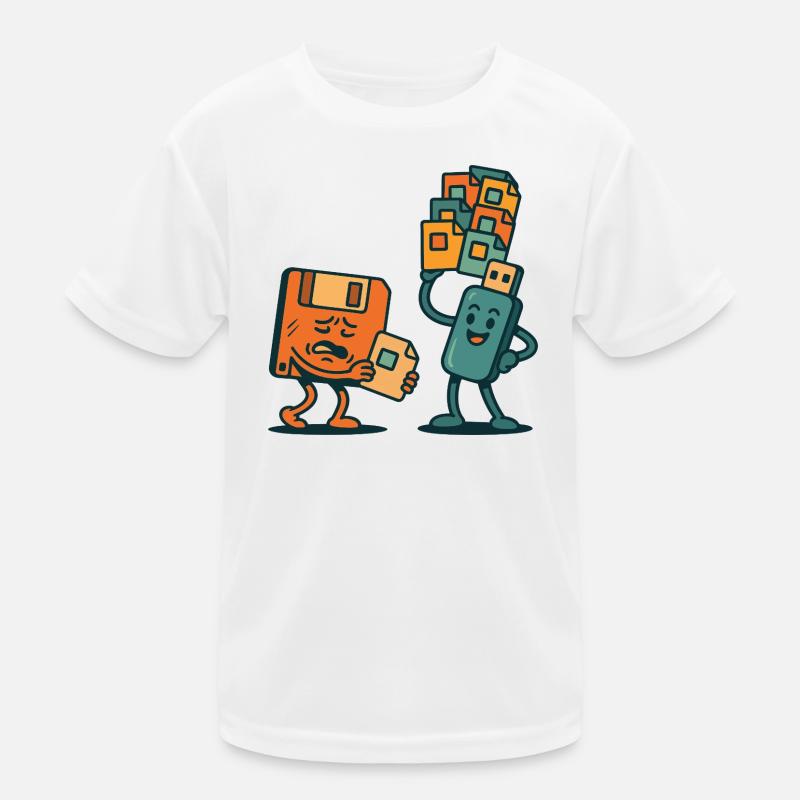 Diskette vs. USB-Laufwerk Retro Tech Sarkasmus Kinder Funktions-T-Shirt
